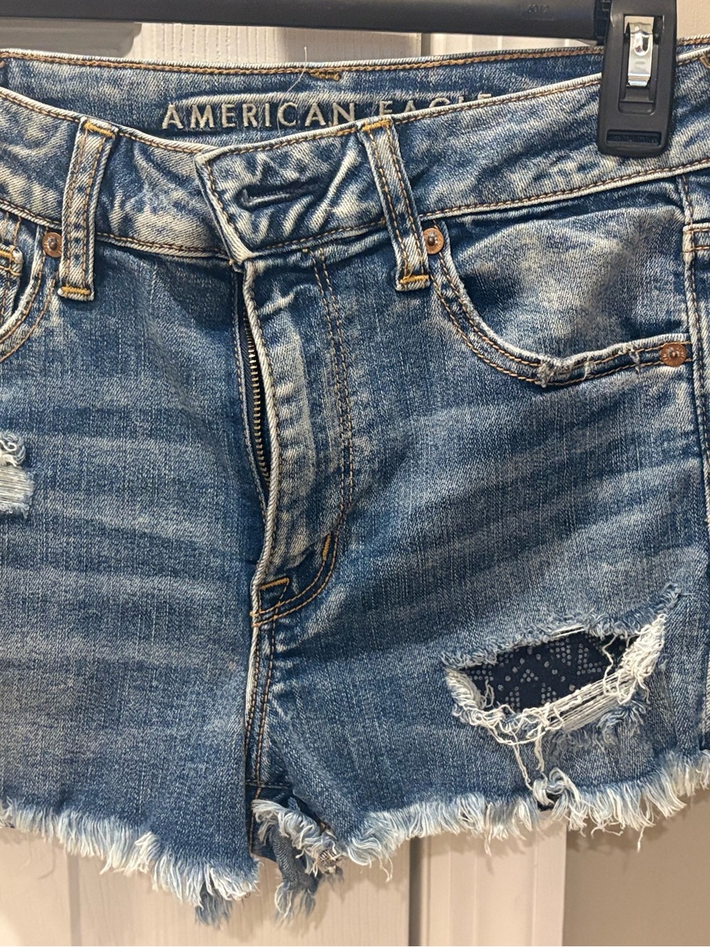 American Eagle Outfitters Light Blue Distressed Denim Shorts